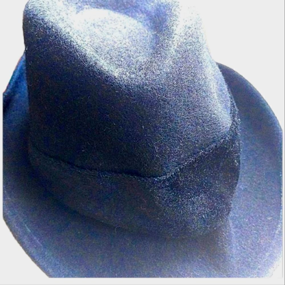Vintage 100% Black Wool Fedora Hat - Picture 2 of 6